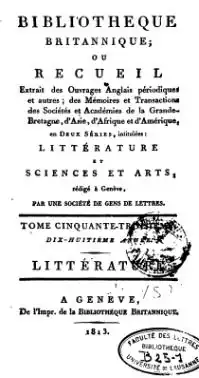 Première page de revue, précisant le n°, l'année, et qu'elle contient des extraits littéraires