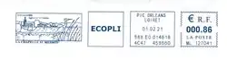 Flamme postale de la commune, représentant la Loire avec en premier plan un héron et des roseaux et en arrière-plan l'église communale.