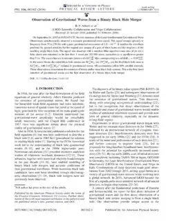 Image de l’article de l’annonce de la découverte de GW150914