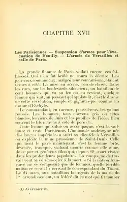 Photo de la page du livre de Prosper-Olivier Lissagaray intitulé Histoire de la Commune de Paris publié en 1876 et mentionnant Élisabeth Dmitrieff
